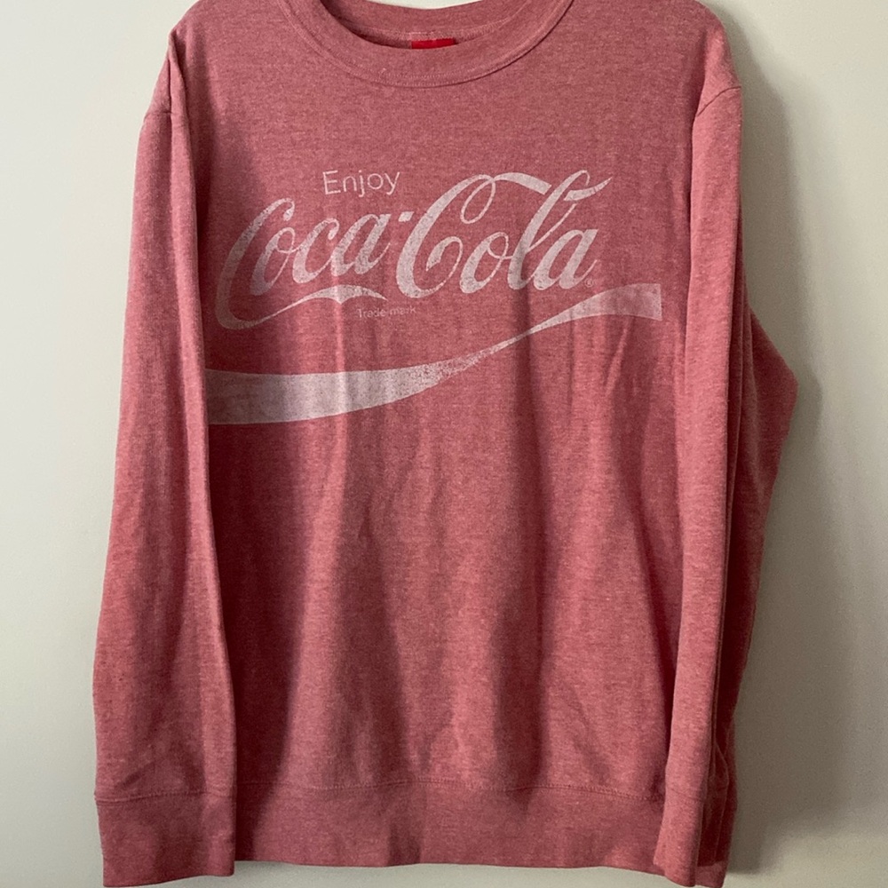Women’s Coca Cola Longsleeve lightweight sweatshirt Top medium red retro cotton